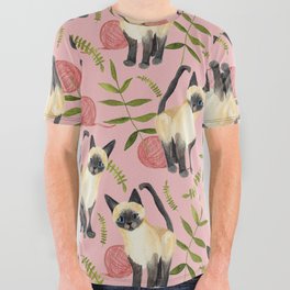 Saucy Siamese Kitten in pink All Over Graphic Tee