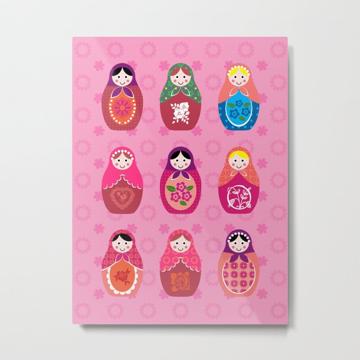 Matryoshka dolls pink Metal Print