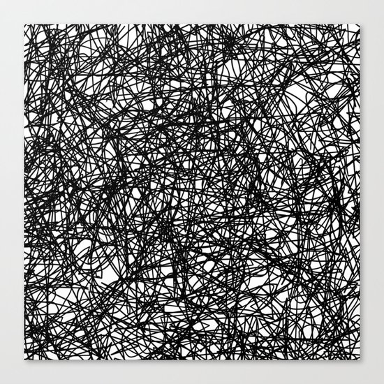 Angry Scribbles - Black and white, abstract, black ink scribbles pattern Canvas Print