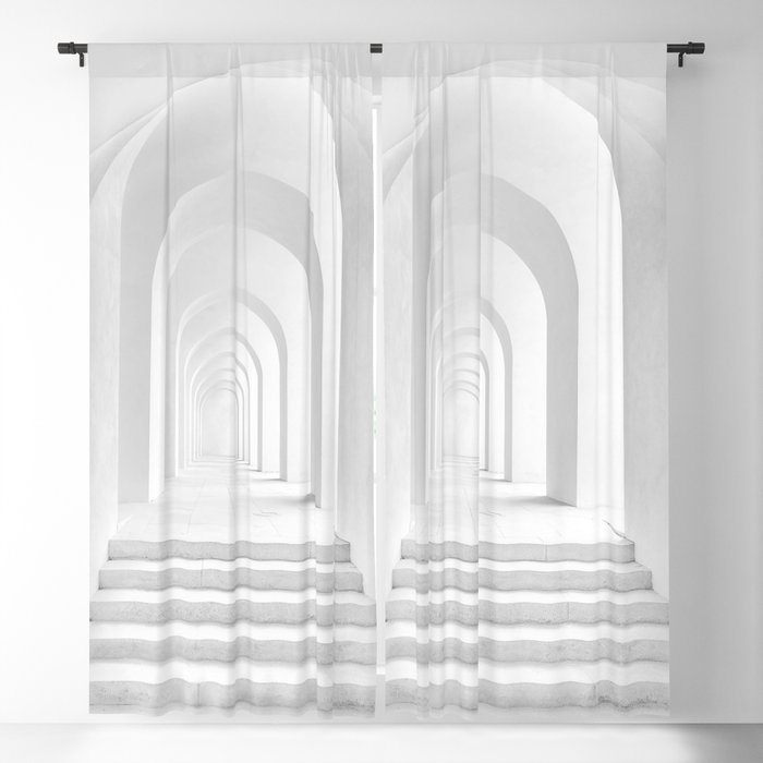 Arches and hallways architectural black and white portrait photograph - photography - photographs for home and wall decor Blackout Curtain