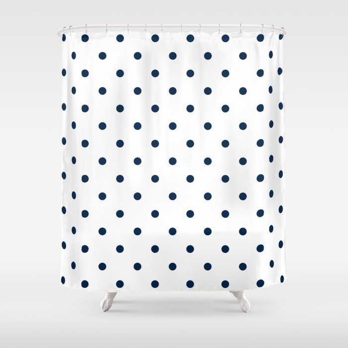 Navy Blue White Polka Dots Shower, Navy And White Shower Curtain Extra Long