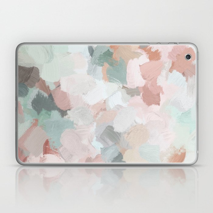Blush Pink Mint Green Blue Coral Peach Abstract Flower Wall Art