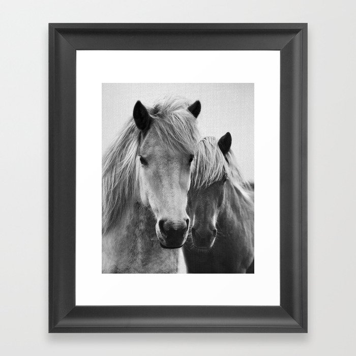 Horses - Black & White 7 Framed Art Print