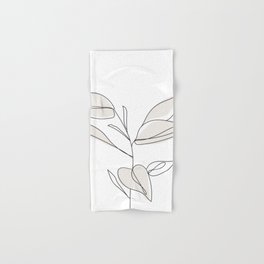 Fine Line Rubber Tree Drawing Hand & Bath Towel | Neutralcolor, Modern, Simple, Digital, Nature, Line, Minimalistart, Rubber, Leaf, Leaves 