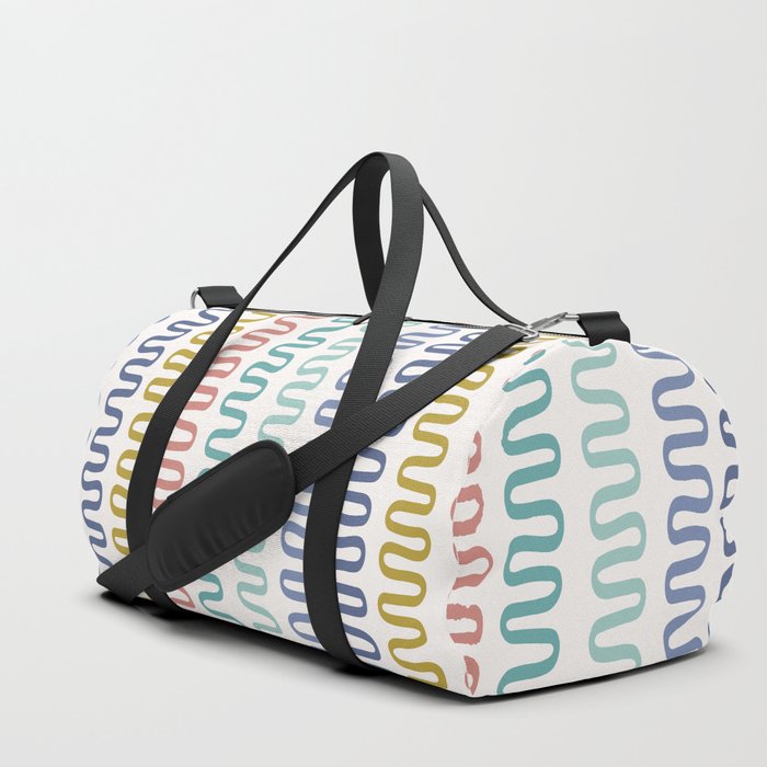 Abstract Shapes 240 in Happy Rainbow Retro theme (Snake Pattern Abstraction) Duffle Bag