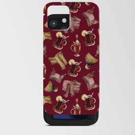 Watercolor mulled wine and scarfs pattern iPhone Card Case