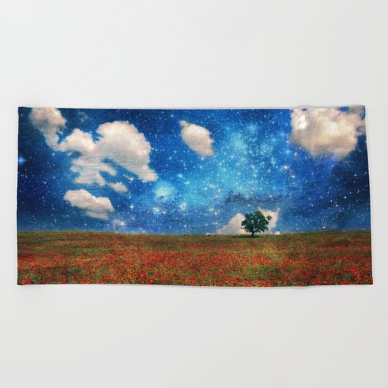 The Magical Night-Day Realm Beach Towel