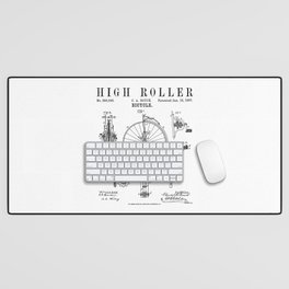 Bicycle High Roller Old Vintage Patent Drawing Print Desk Mat