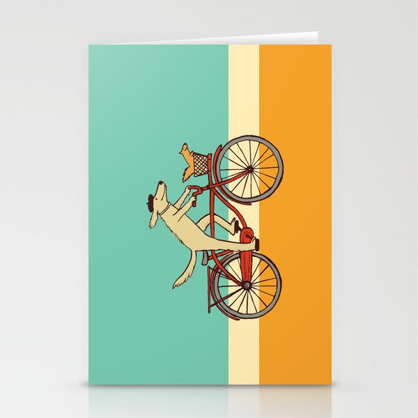 Cycling Dog with Squirrel Friend Stationery Cards
