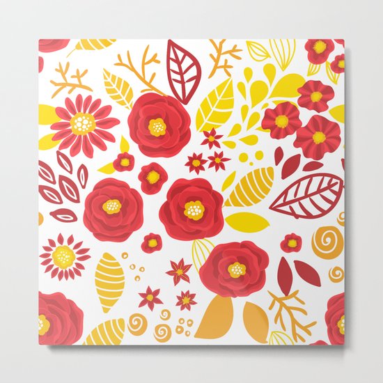 Doodle floral pattern Metal Print