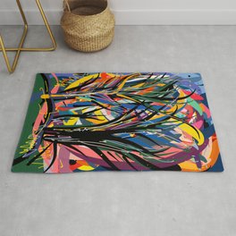Trees in the Night Landscape Abstract Art Expressionism Rug