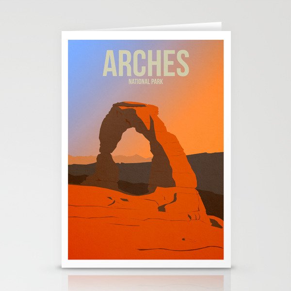 Arches National Park - Travel Poster -  Minimalist Art Print Stationery Cards