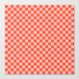 Checker Pattern 350 Orange and Pink Canvas Print
