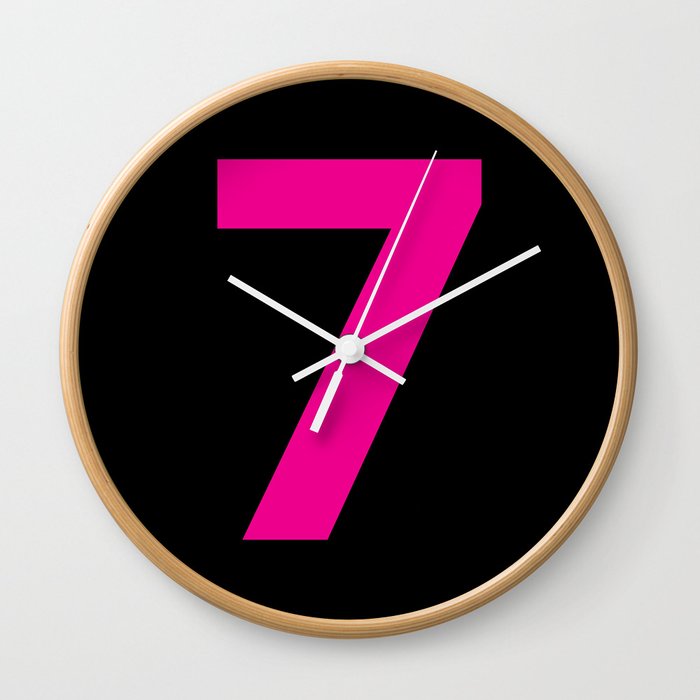 Number 7 (Magenta & Black) Wall Clock