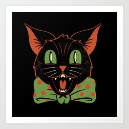 Halloween Hooligan Black Cat Art Print