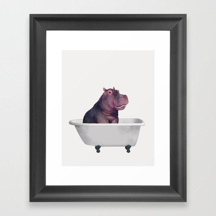 Hippo in the bathtub  Framed Art Print