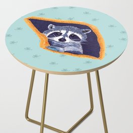 Peeking Raccoons #2 Blue Pallet Side Table