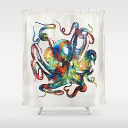 Colorful Octopus Art by Sharon Cummings Shower Curtain