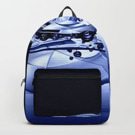 Wasserspiel - water play Backpack | Dekorativ, Metallisch, Blasen, Tropfen, Blau, Abstract, Digital, Graphicdesign, Nature, Schwarz 