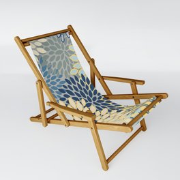 Floral Print, Yellow, Gray, Blue, Teal Sling Chair
