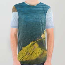 Great Britain Photography - Sunset Shining On A Cliff By The Blue Ocean All Over Graphic Tee