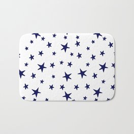 Stars - Navy Blue on White Bath Mat
