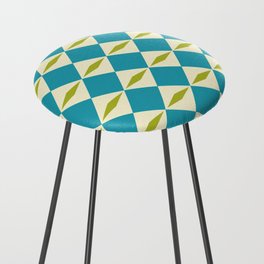 Geometric Diamond Pattern 826 Olive Green Turquoise and Beige Counter Stool