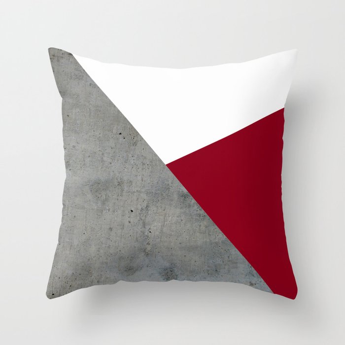 Concrete Burgundy Red White Throw Pillow