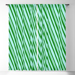 [ Thumbnail: Turquoise and Green Colored Stripes Pattern Blackout Curtain ]