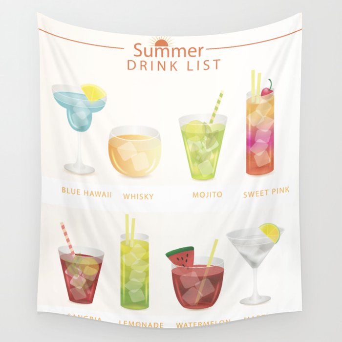 Summer Cocktails 7 Wall Tapestry