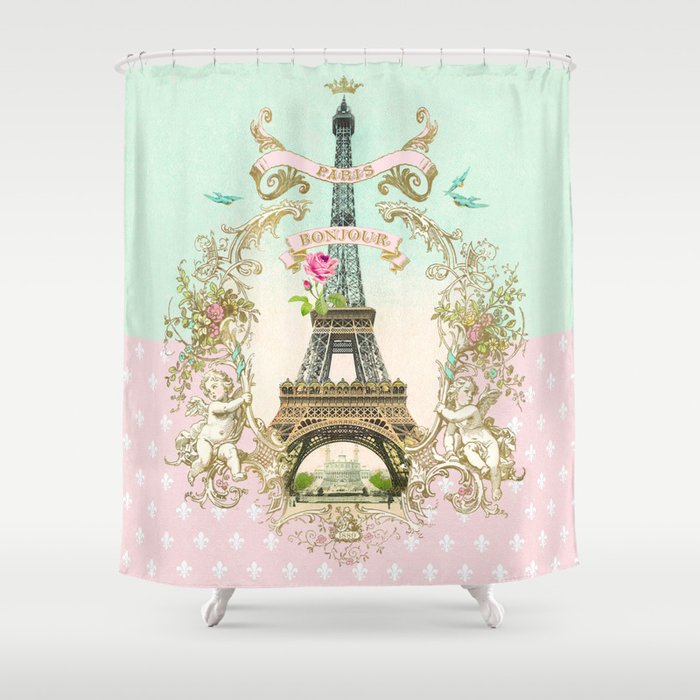 Bonjour Paris Shower Curtain By Wendy, Parisian Shower Curtain