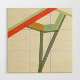 Flow No.1 (Citrus  Twist) Mid century modern, minimal, collage art, yellow, orange, green Wood Wall Art