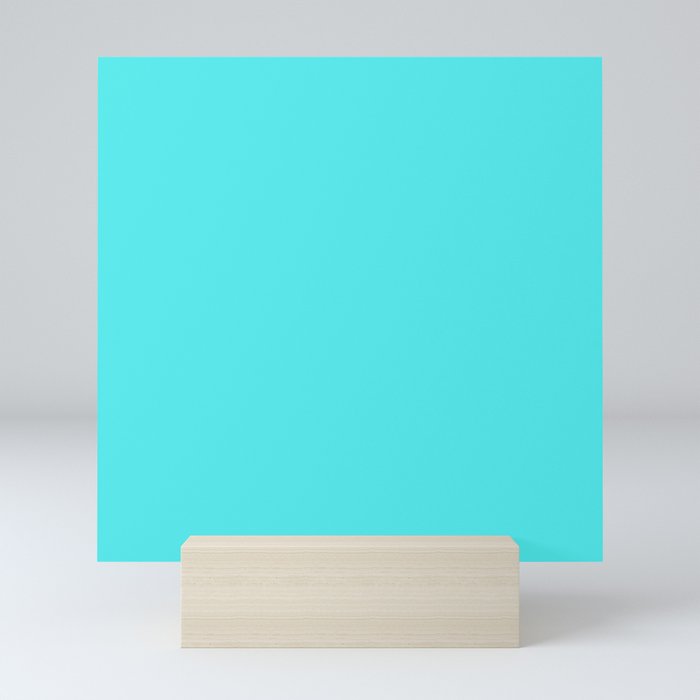 Solid Celeste Bright Aqua Blue Color Mini Art Print