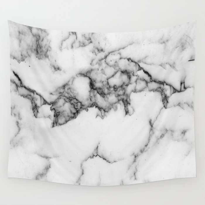 Classic White Marble With Black Vein Pattern Wall Tapestry By Dec02 Society6