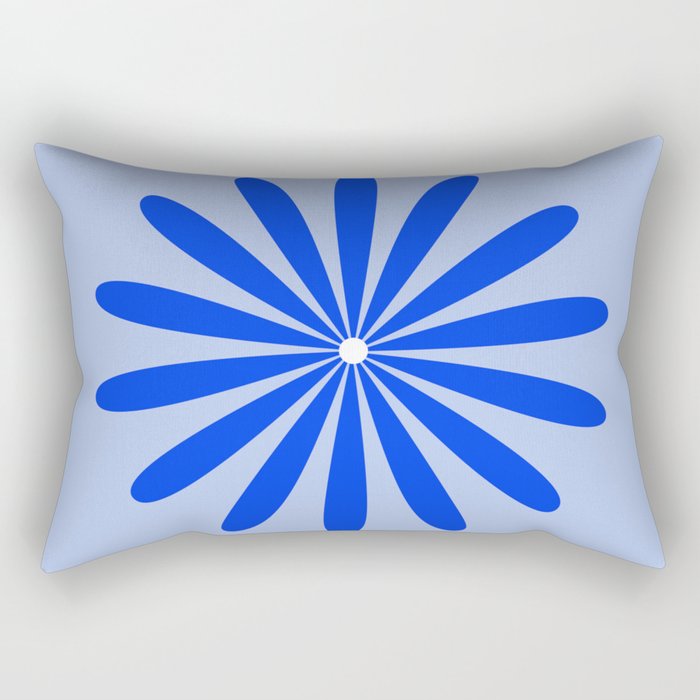 Big Daisy Retro Minimalism in Royal Blue, White, and Light Blue Rectangular Pillow