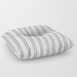 Smoke Grey and White Vertical Vintage American Country Cabin Ticking Stripe Floor Pillow