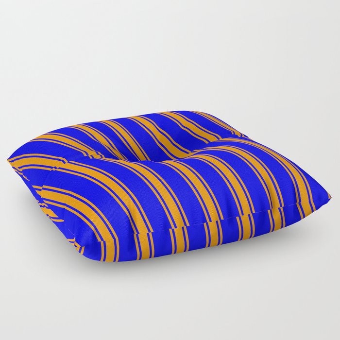 Blue and Dark Orange Colored Lined/Striped Pattern Floor Pillow