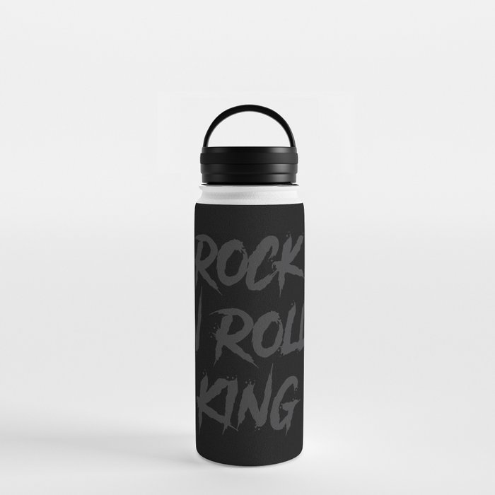 Rock and Roll King Typography Black Water Bottle