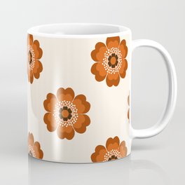 Retro floral flowers pattern minimal 70s style pattern print 1970's Coffee Mug | Basic, 1970, Graphicdesign, Minimal, Flower, 70S, Digital, Floral, Flowers, 1970S 