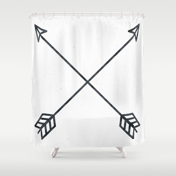 Black Arrows on White Paper Shower Curtain