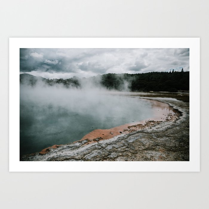 Taupo and Rotorua – Geothermal Red Gasping - Hots springs & Sulphur lakes, Traveling through New Zealand Art Print