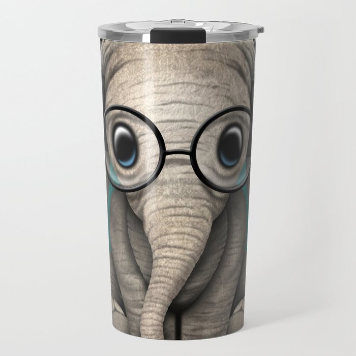 Cute Baby Elephant Dj Wearing Headphones And Gles On Blue Cute Baby Elephant Dj Wearing
