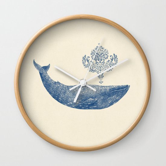 The Damask Whale Wall Clock