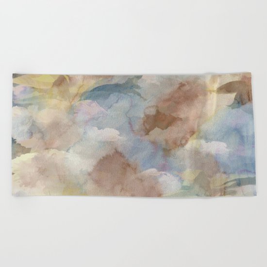 Earth Color Watercolor Abstract Beach Towel