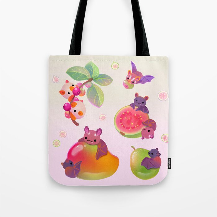  Fruit and bat - pastel Tote Bag