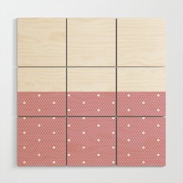 White Polka Dots Lace Horizontal Split on Blush Pink Wood Wall Art