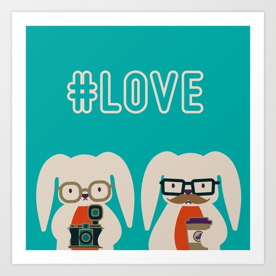 Hipster #LOVE Art Print
