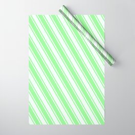 [ Thumbnail: Mint Cream and Green Colored Lined/Striped Pattern Wrapping Paper ]