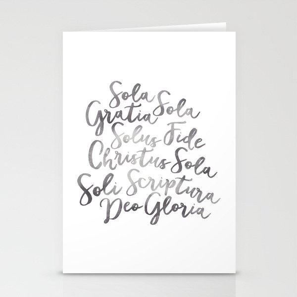 The Five Solas in Gray Stationery Cards