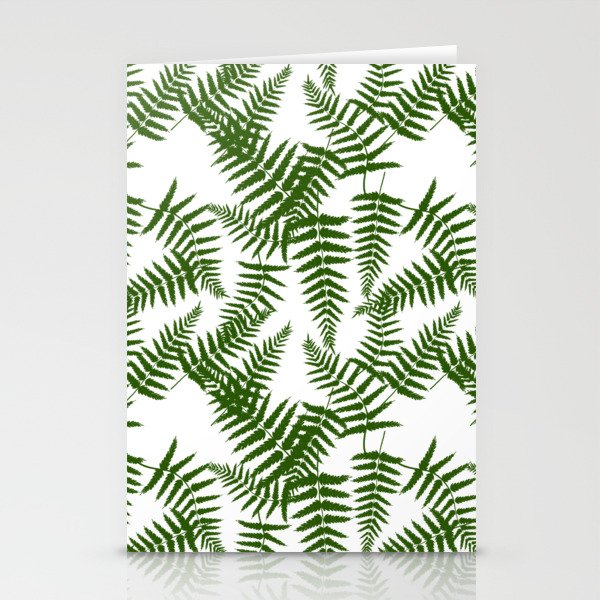 Green Silhouette Fern Leaves Pattern Stationery Cards